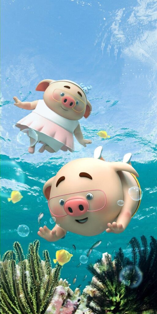 Hình ảnh con heo mập cute mang phong cách hoạt hình ngộ nghĩnh
